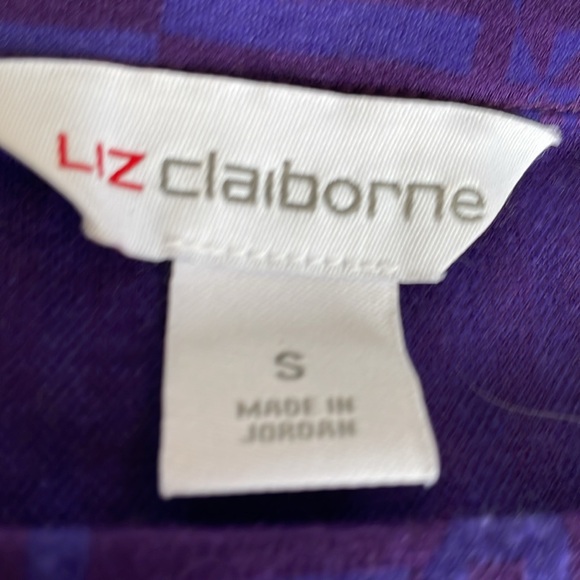 Liz Claiborne purple long sleeve top with tie - Picture 3 of 7